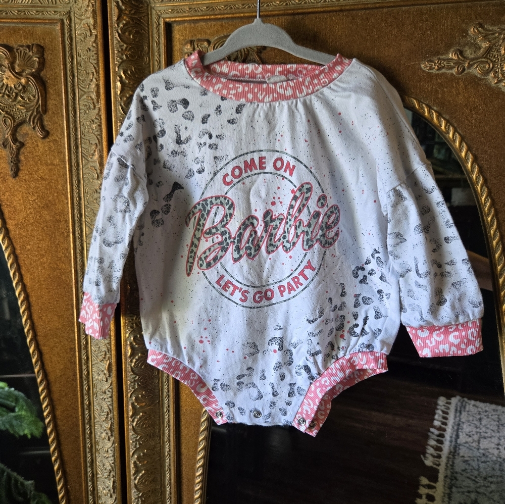 White and Pink Barbie Oversized Bodysuit